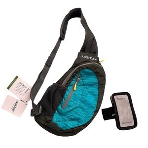 G4Free Small Cross Body Chest Sling Backpack Blue yellow and dark gray unisex